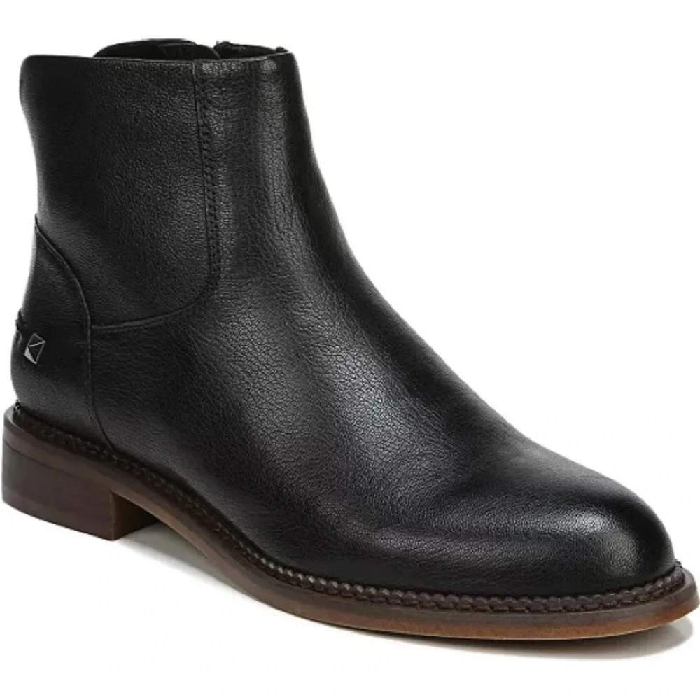Franco Sarto Hero Ankle Boots Size 11 Leather Black Grunge Edgy‎ Moto Classic